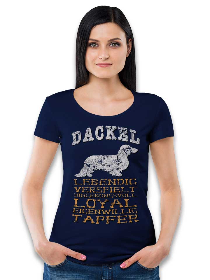 hund-dackel-damen-t-shirt dunkelblau 2