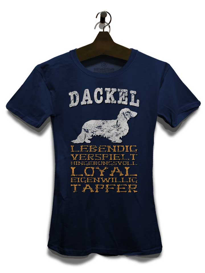 hund-dackel-damen-t-shirt dunkelblau 3