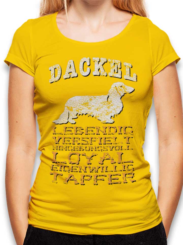 Hund Dackel T-Shirt Donna giallo L