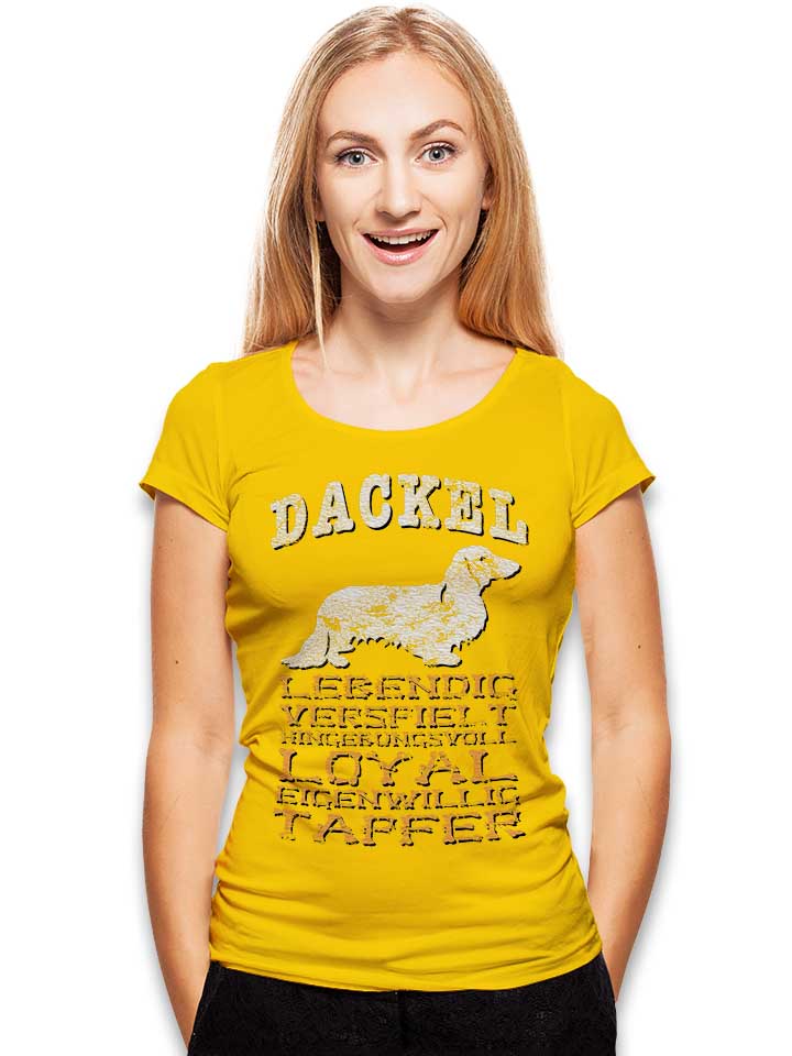 hund-dackel-damen-t-shirt gelb 2