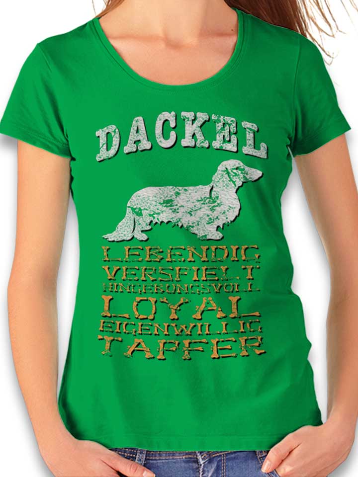 Hund Dackel T-Shirt Femme vert L