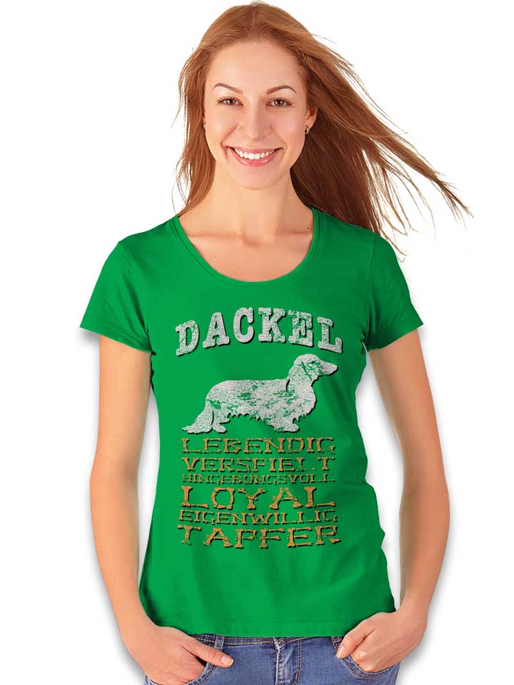 hund-dackel-damen-t-shirt gruen 2