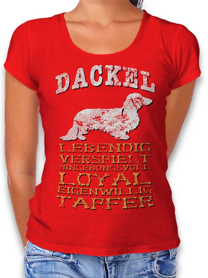 Hund Dackel T-Shirt Femme rouge L