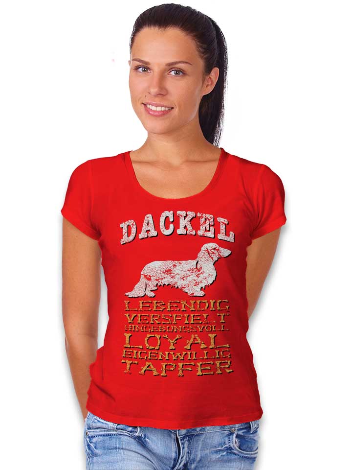 hund-dackel-damen-t-shirt rot 2