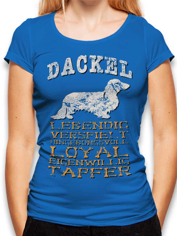 Hund Dackel T-Shirt Femme bleu-roi L