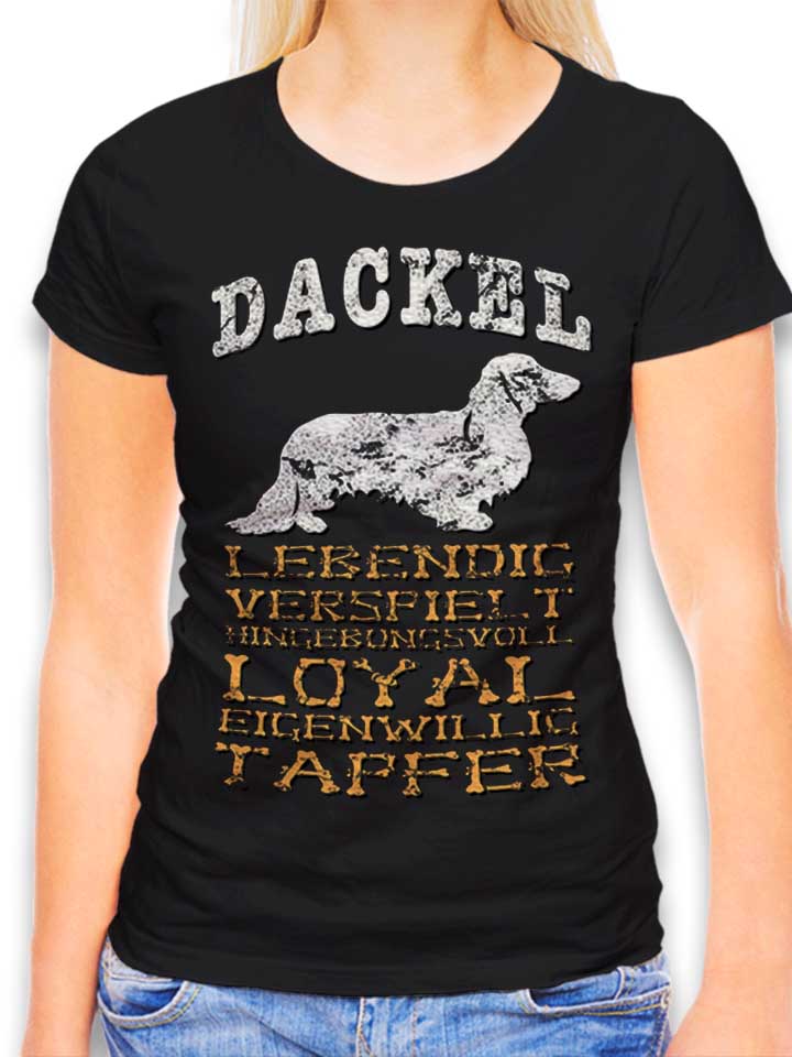 hund-dackel-damen-t-shirt schwarz 1
