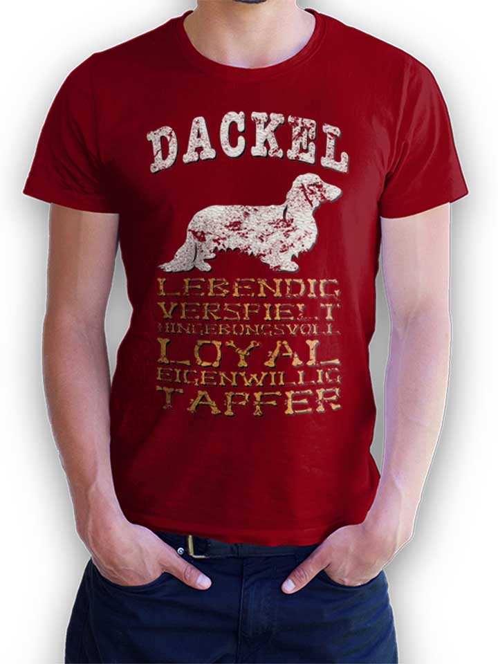 Hund Dackel T-Shirt maroon L