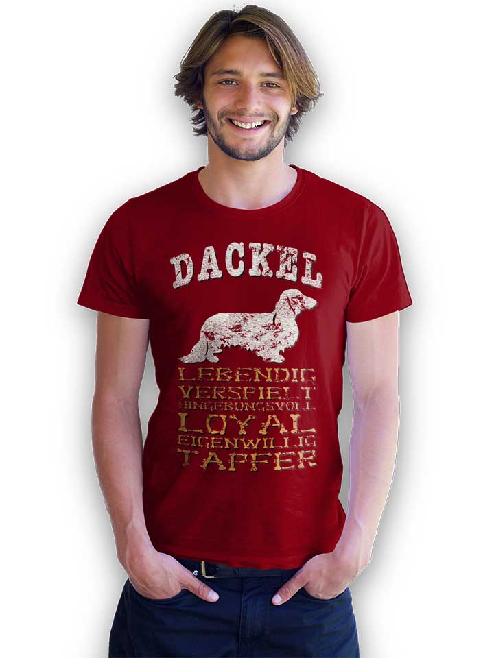 hund-dackel-t-shirt bordeaux 2
