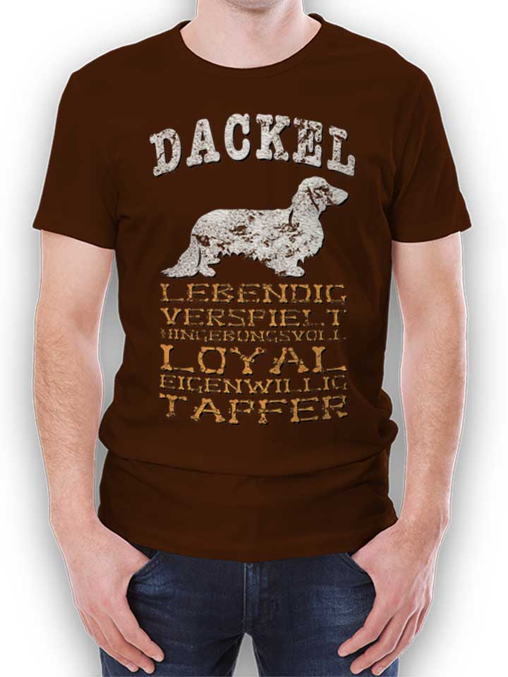 Hund Dackel T-Shirt brown L