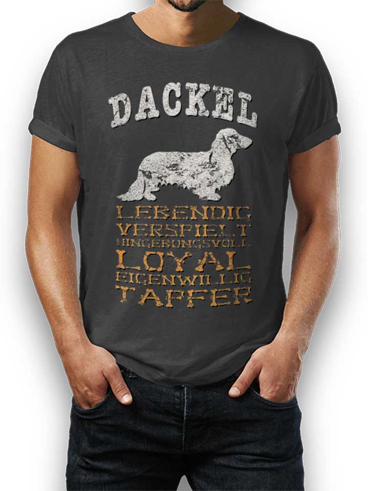 Hund Dackel Camiseta gris-oscuro L