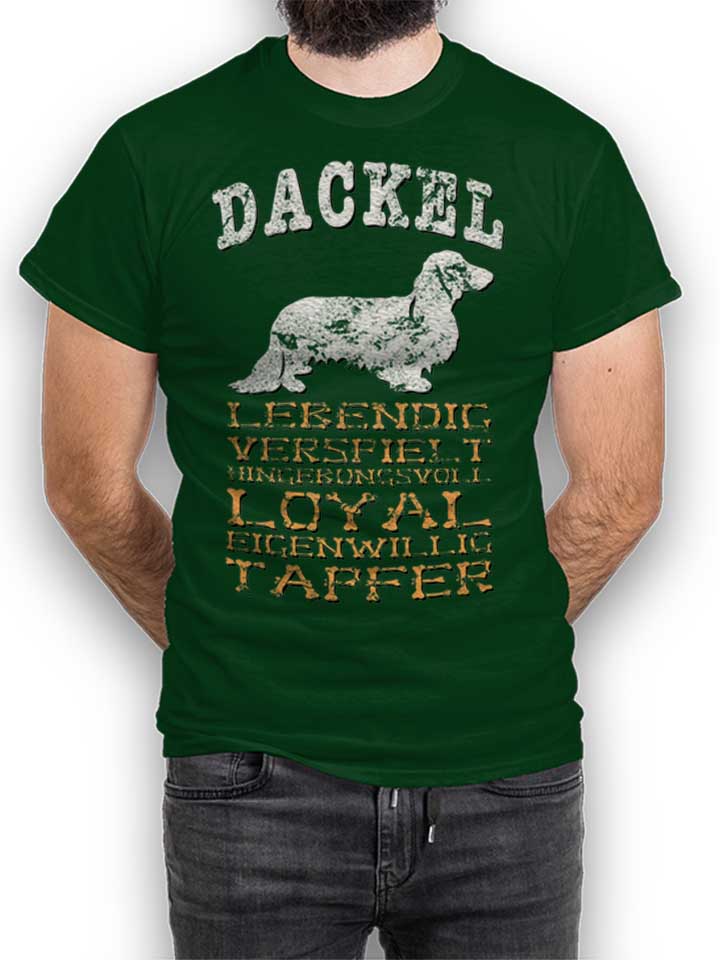 Hund Dackel Camiseta verde-oscuro L