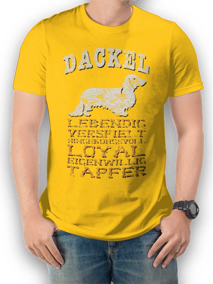 Hund Dackel T-Shirt gelb L
