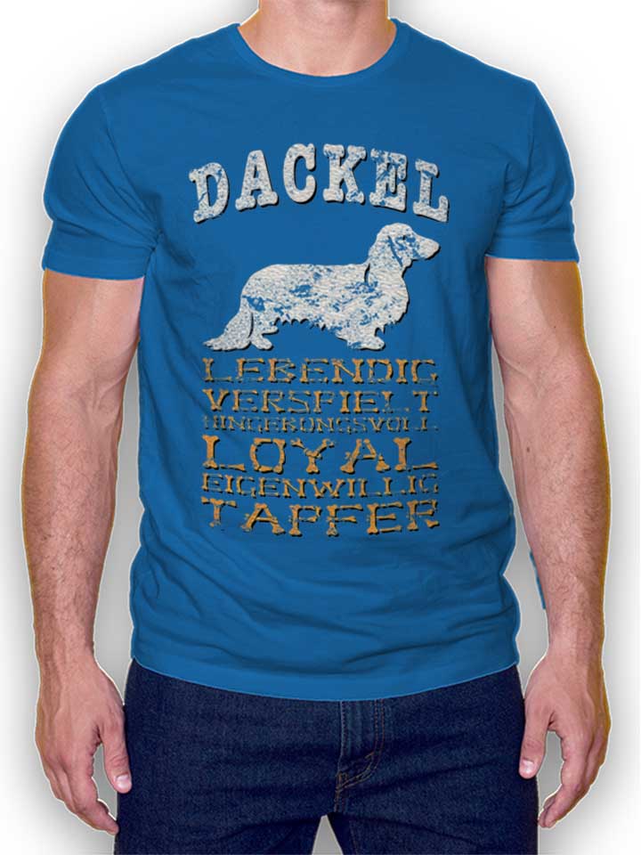 Hund Dackel T-Shirt blu-royal L