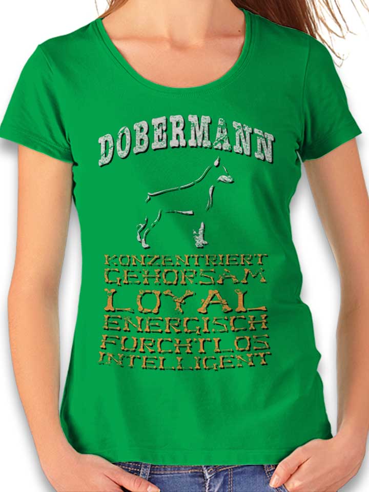 Hund Dobermann Damen T-Shirt gruen L