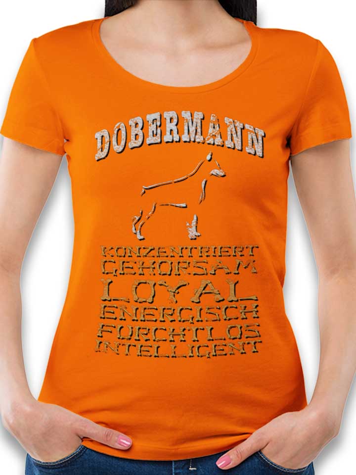 Hund Dobermann T-Shirt Femme orange L