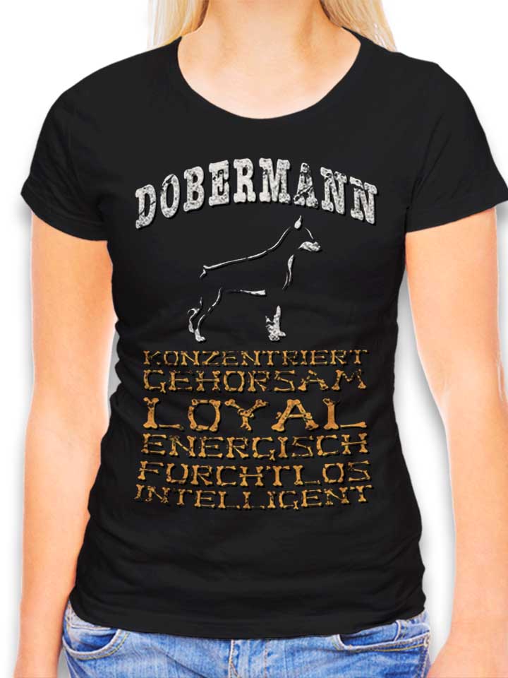 hund-dobermann-damen-t-shirt schwarz 1