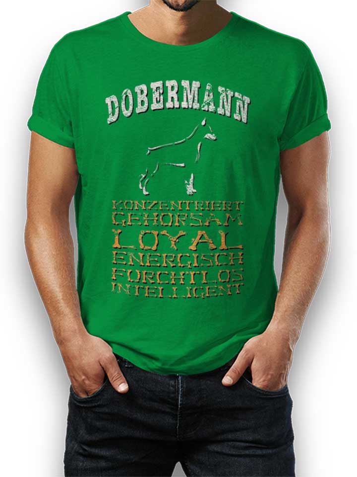 Hund Dobermann T-Shirt green L