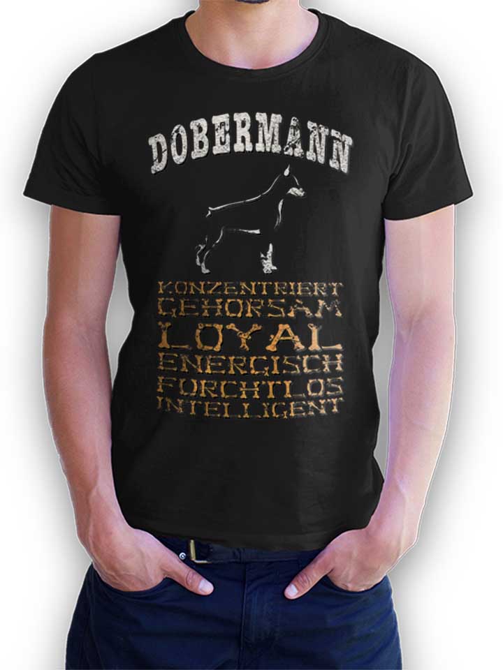 Hund Dobermann T-Shirt noir L
