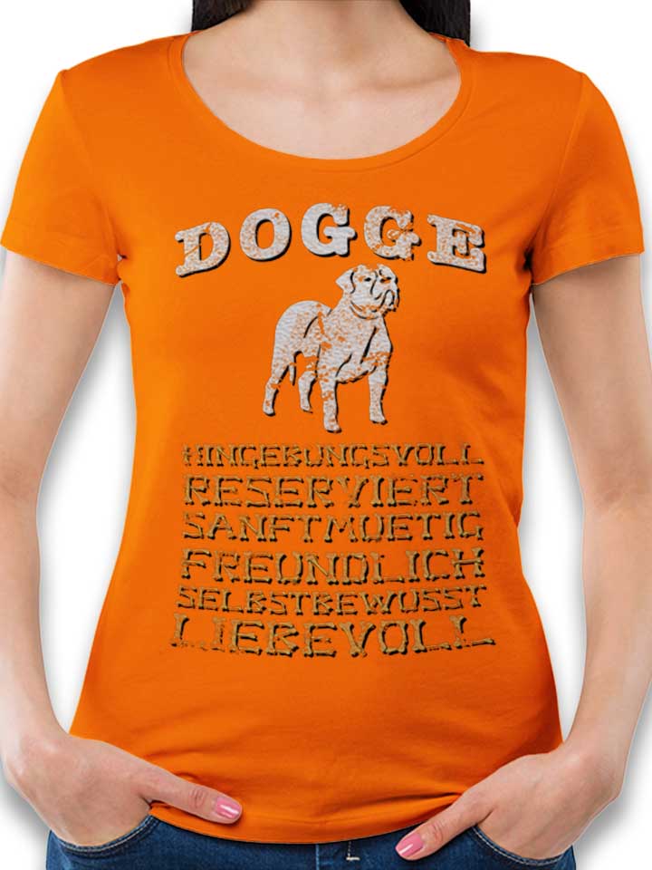 Hund Dogge T-Shirt Donna arancione L
