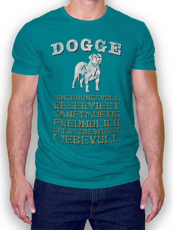 Hund Dogge T-Shirt tuerkis L