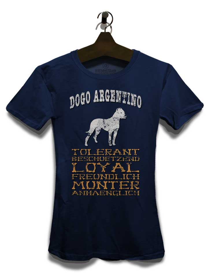 hund-dogo-argentino-damen-t-shirt dunkelblau 3