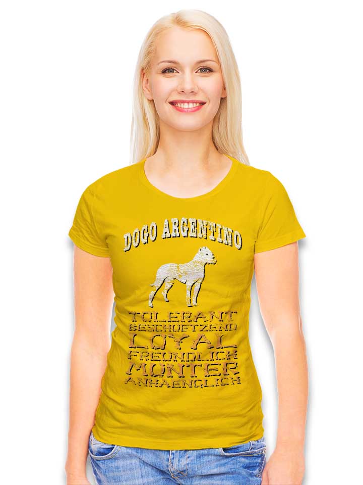hund-dogo-argentino-damen-t-shirt gelb 2