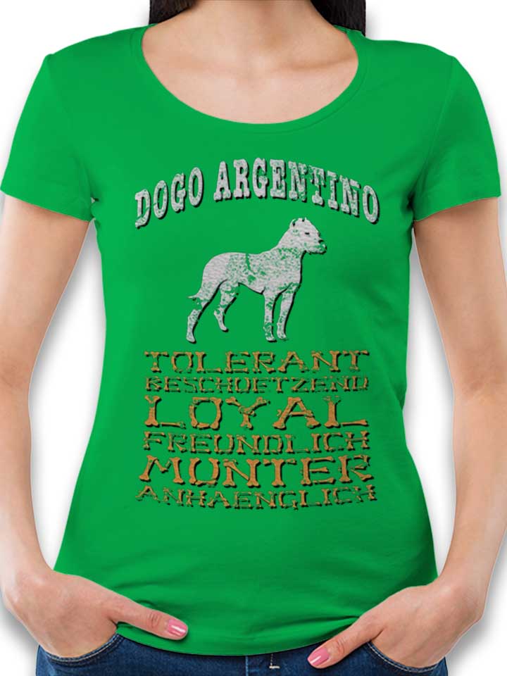 Hund Dogo Argentino Damen T-Shirt gruen L