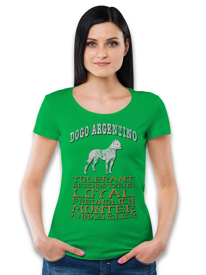 hund-dogo-argentino-damen-t-shirt gruen 2