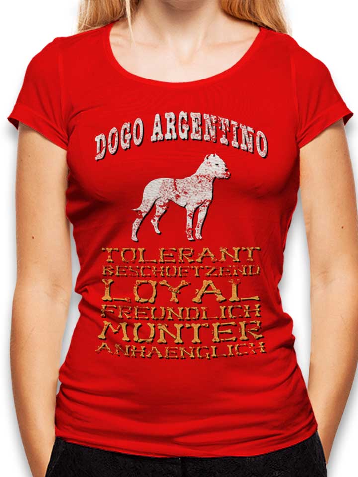hund-dogo-argentino-damen-t-shirt rot 1