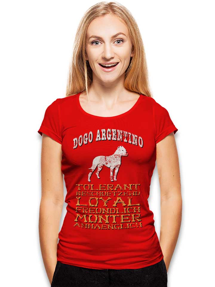 hund-dogo-argentino-damen-t-shirt rot 2