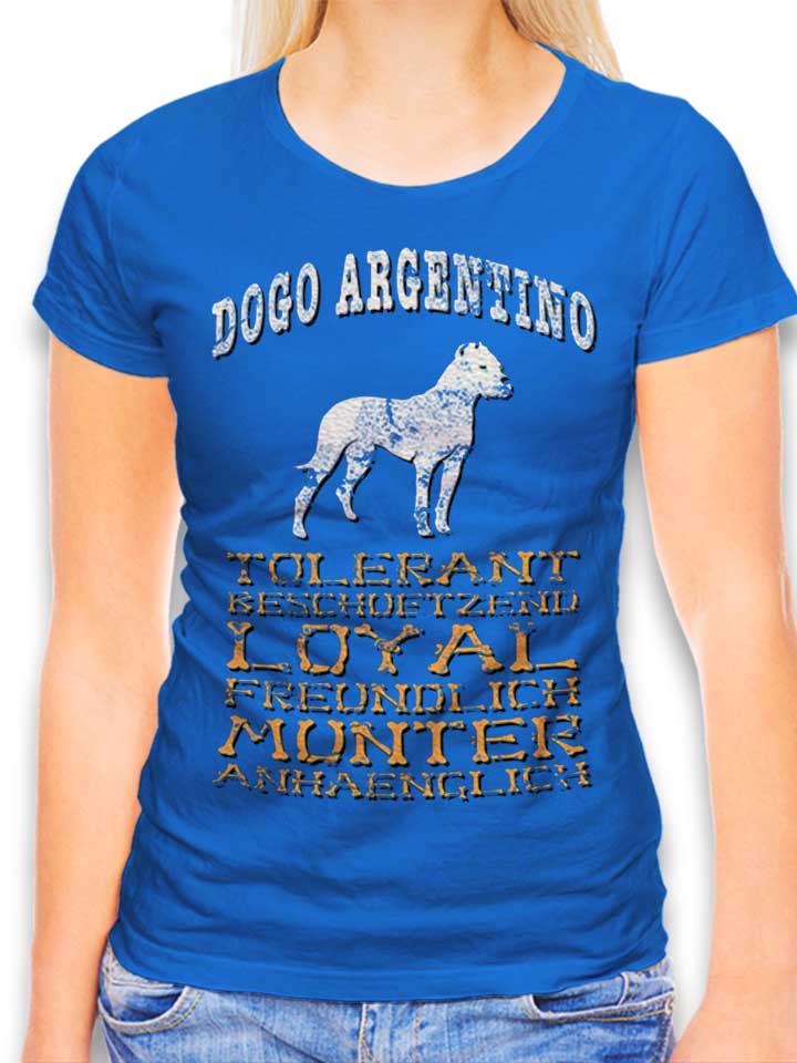 Hund Dogo Argentino T-Shirt Femme bleu-roi L