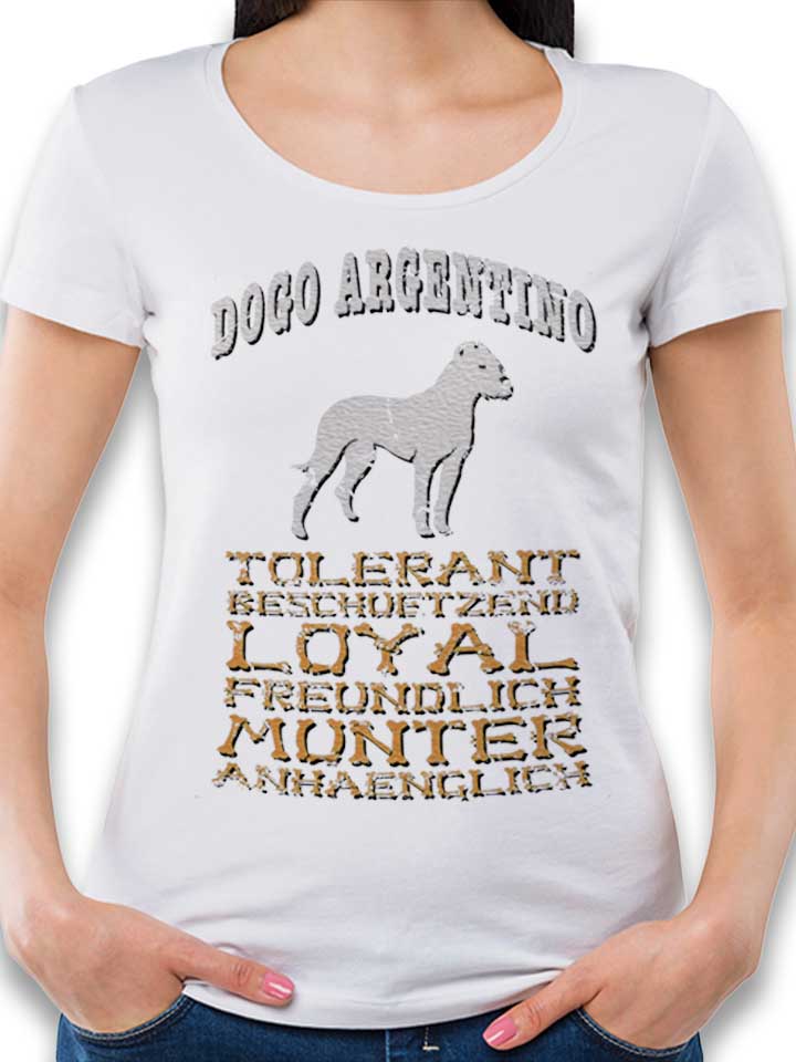 Hund Dogo Argentino Camiseta Mujer blanco L