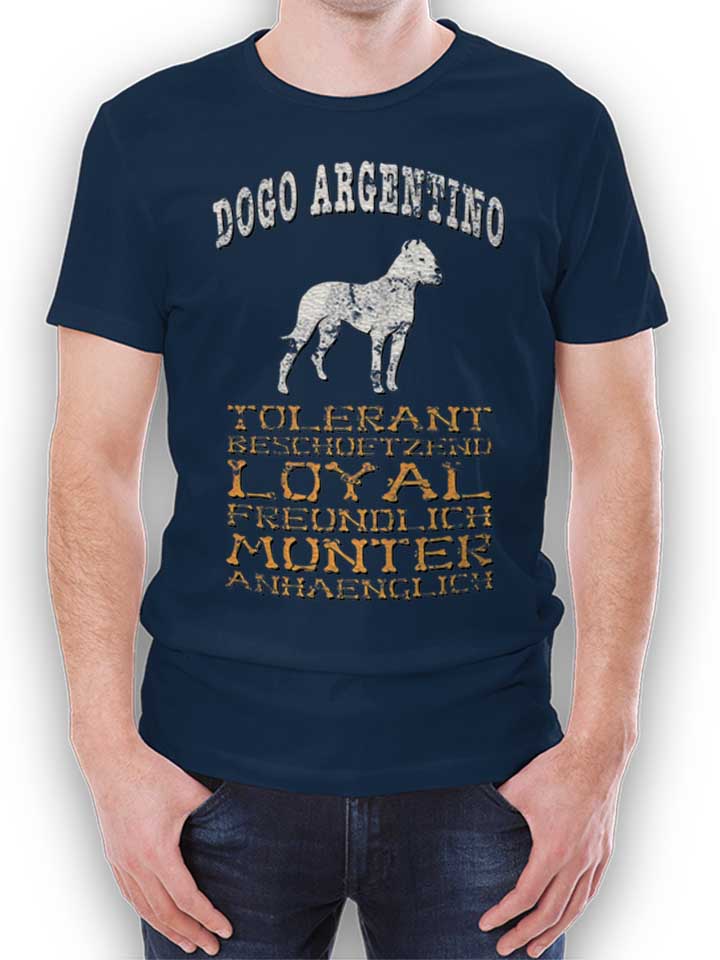 Hund Dogo Argentino T-Shirt dunkelblau L