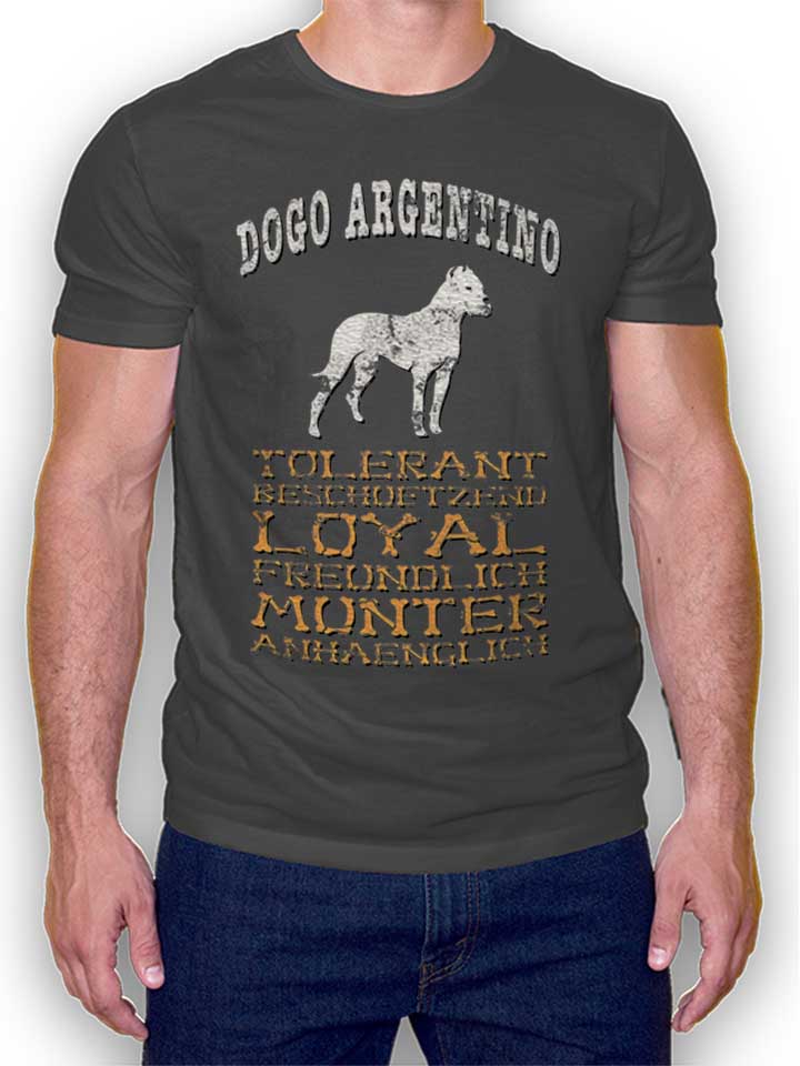 Hund Dogo Argentino T-Shirt gris-fonc L