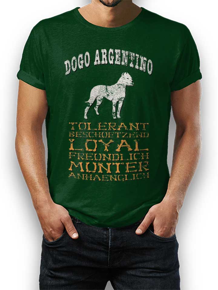 Hund Dogo Argentino T-Shirt dunkelgruen L