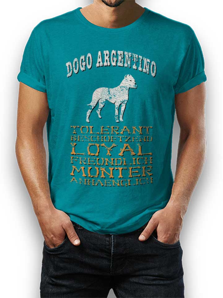 Hund Dogo Argentino T-Shirt turquoise L