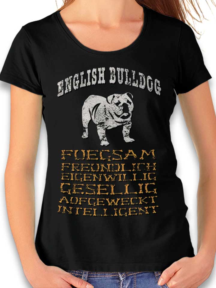 Hund English Bulldog Womens T-Shirt black L