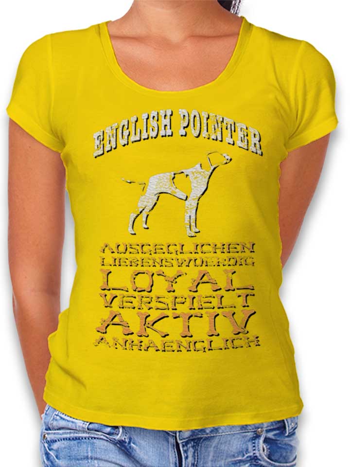 Hund English Pointer T-Shirt Femme jaune L
