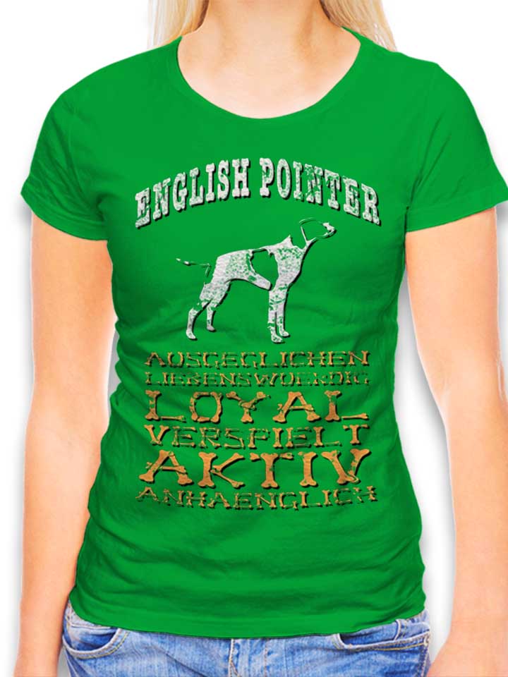 hund-english-pointer-damen-t-shirt gruen 1