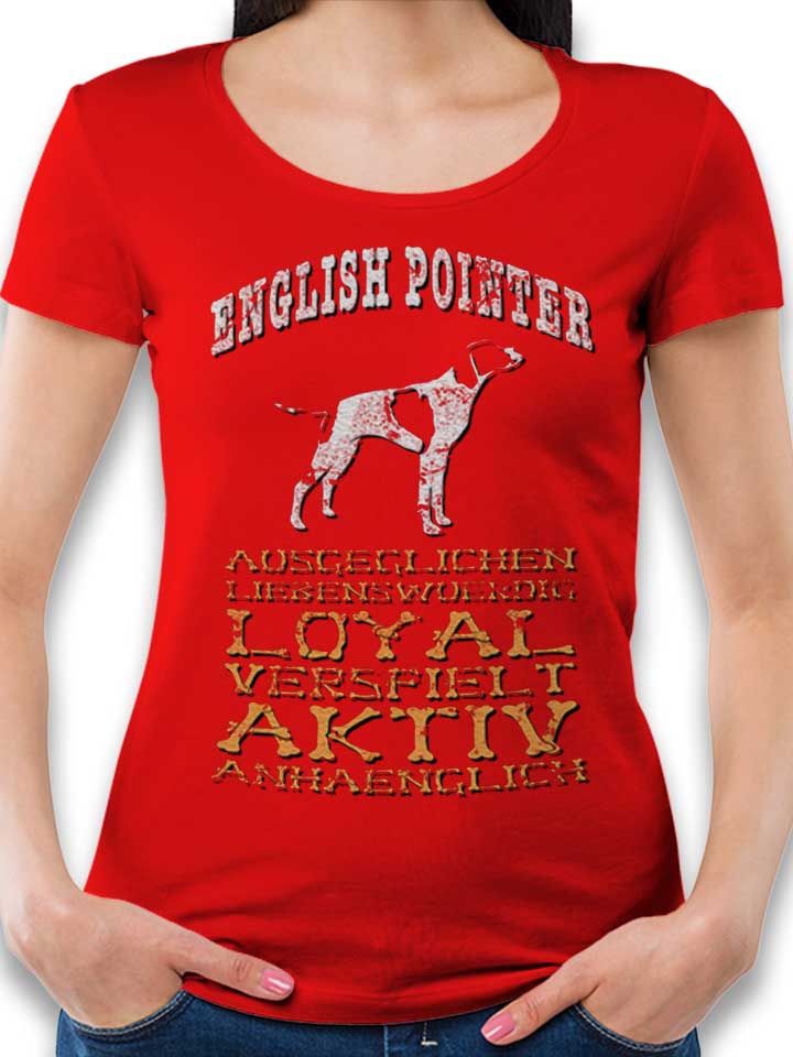 Hund English Pointer Damen T-Shirt rot L