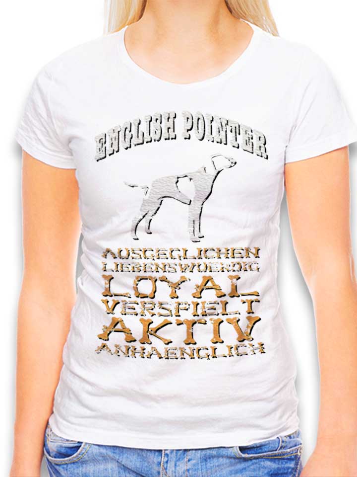Hund English Pointer T-Shirt Donna bianco L