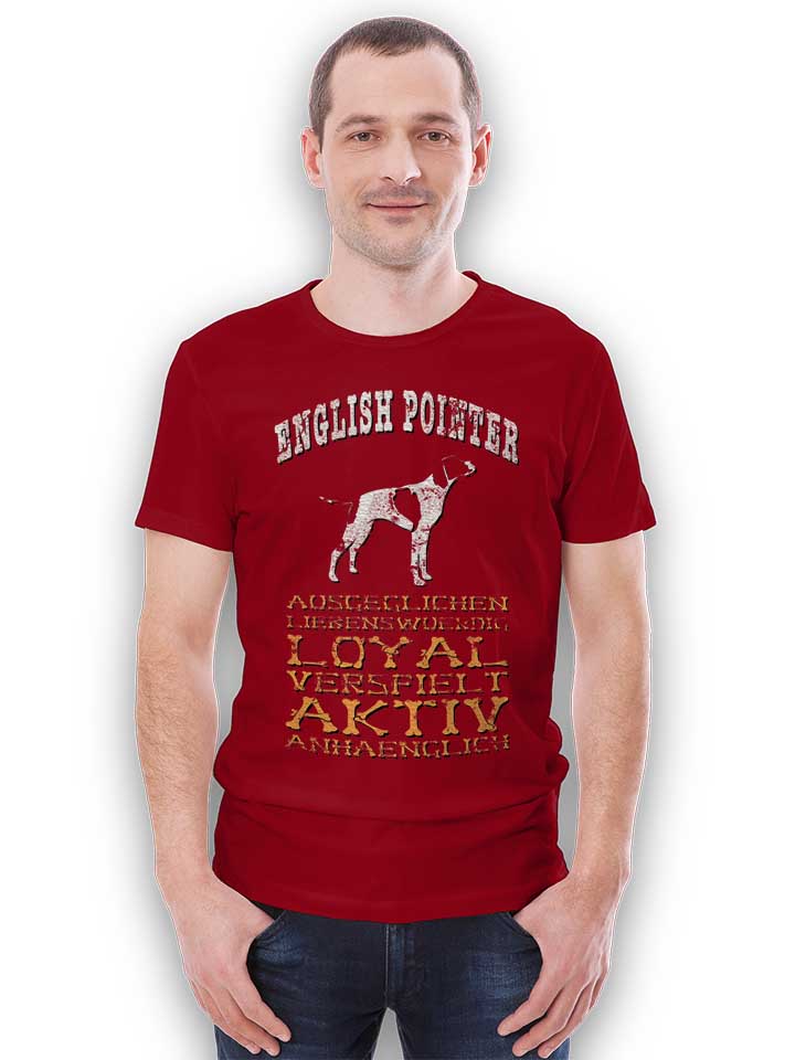 hund-english-pointer-t-shirt bordeaux 2