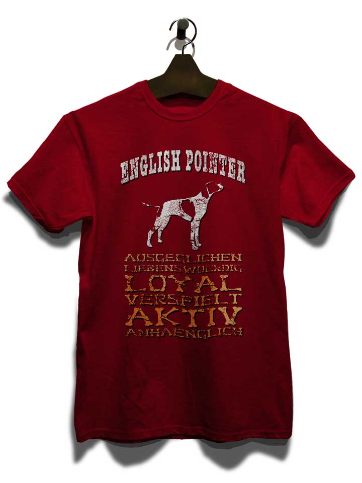 hund-english-pointer-t-shirt bordeaux 3