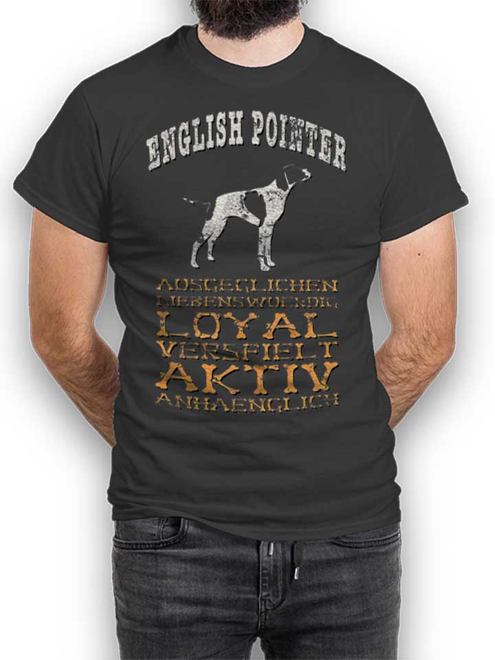 Hund English Pointer Camiseta gris-oscuro L