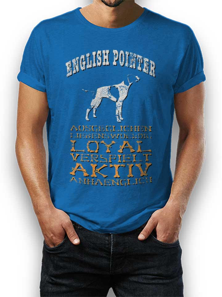 Hund English Pointer Camiseta azul-real L