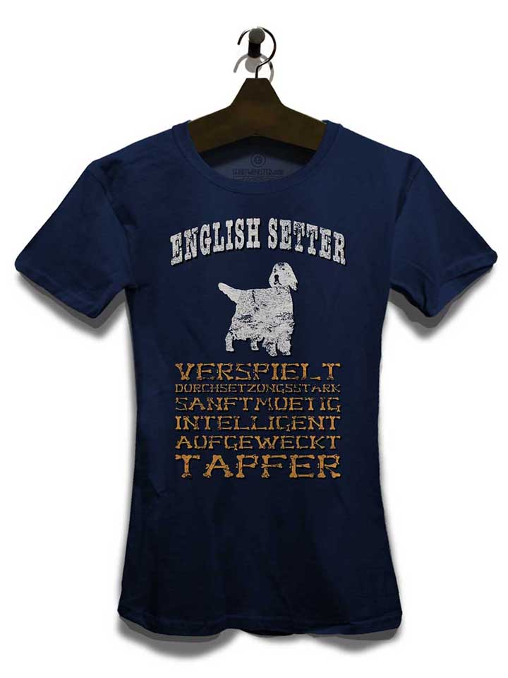 hund-english-setter-damen-t-shirt dunkelblau 3