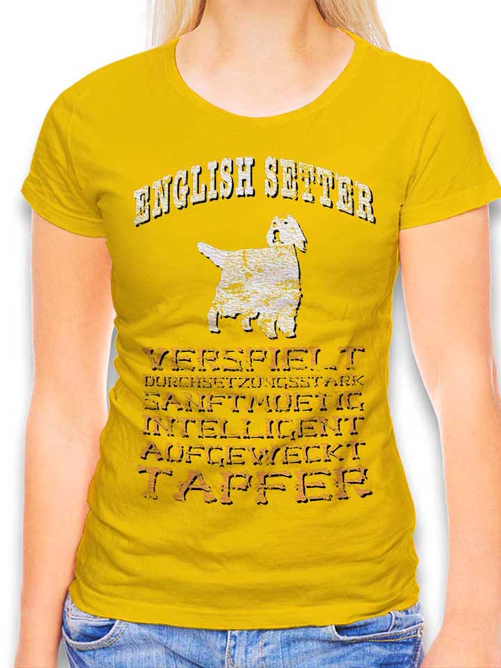 Hund English Setter Damen T-Shirt gelb L