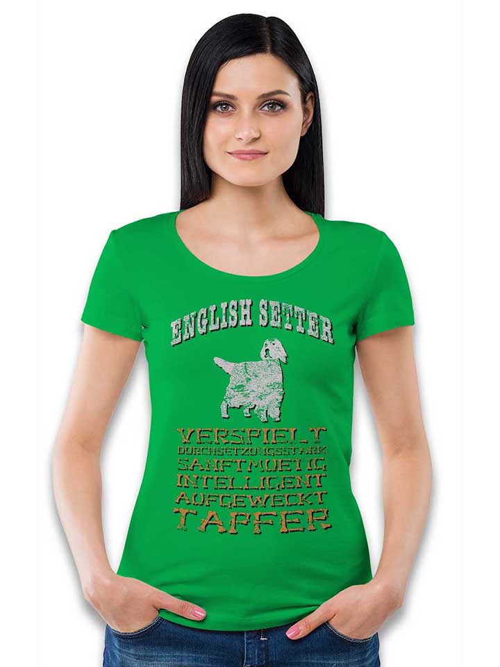 hund-english-setter-damen-t-shirt gruen 2
