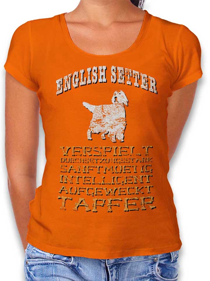 hund-english-setter-damen-t-shirt orange 1