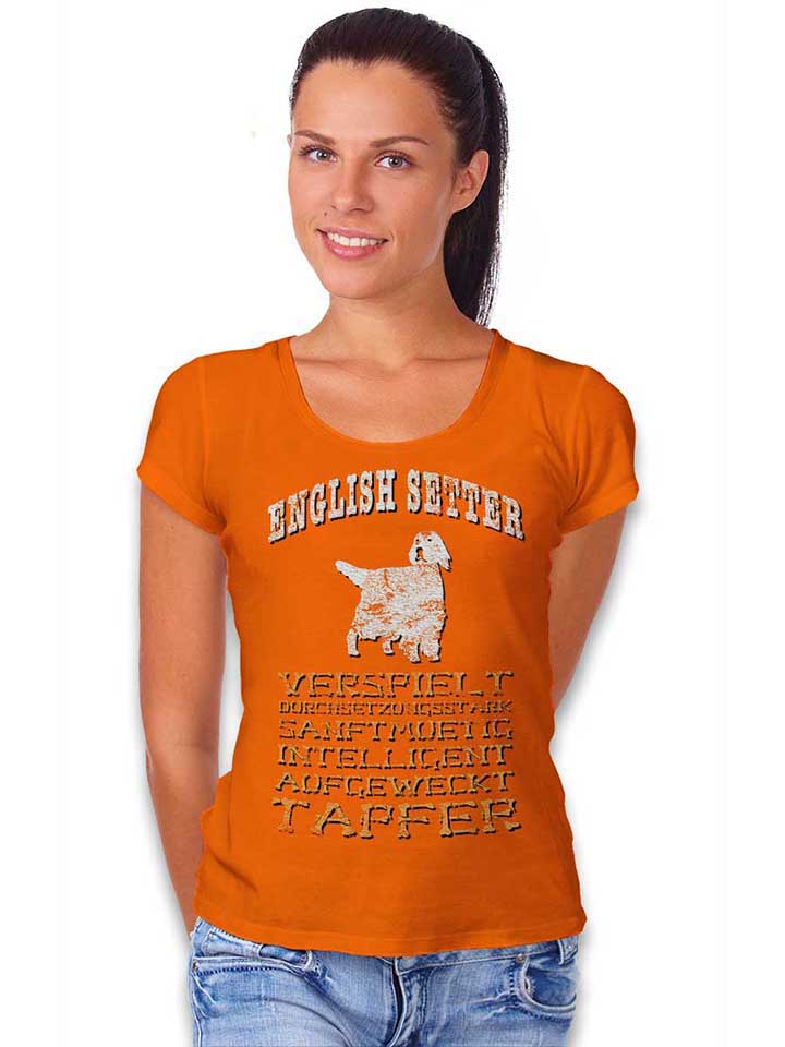 hund-english-setter-damen-t-shirt orange 2
